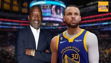 James Worthy and Steph Curry