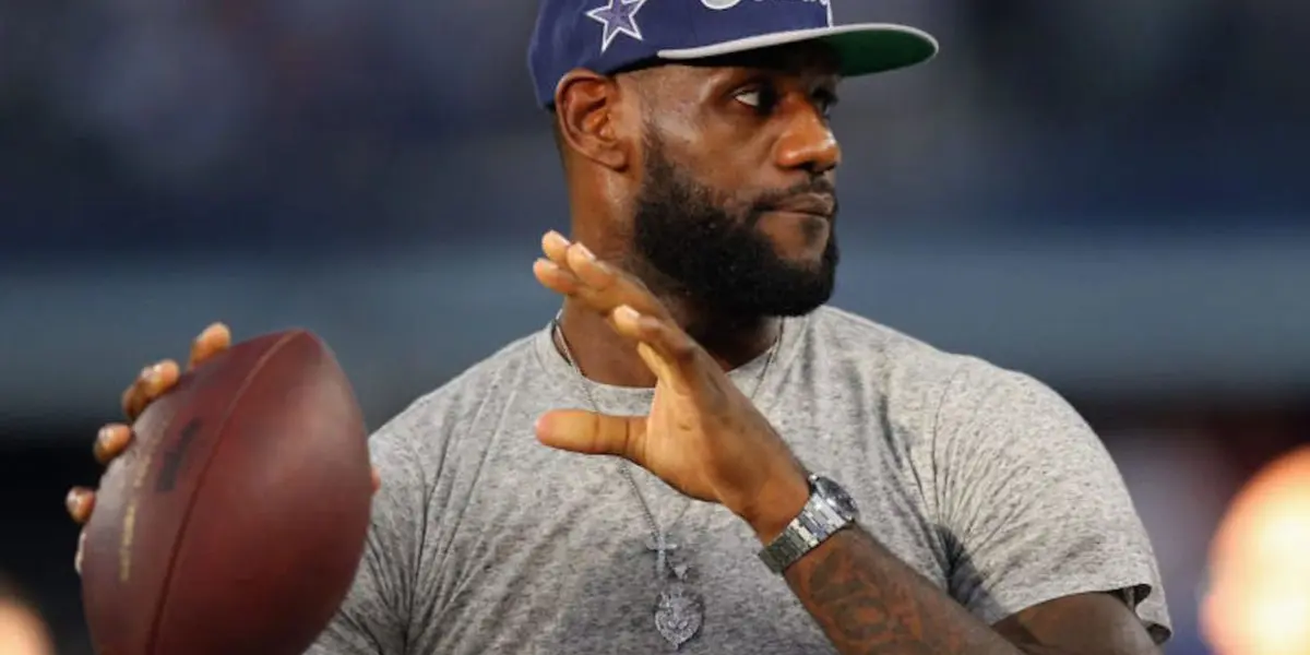 LeBron James shows his ability as a football player with a video of his high school highlights. 