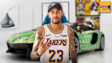 Neyamr Jr. wearing a LeBron James Lakers jersey